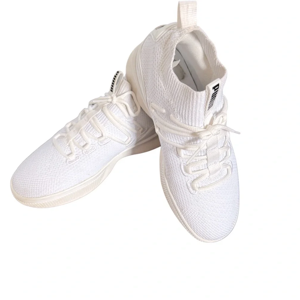 Puma Clyde Court Sneakers GW Jr Boys White Mesh with Black Stripe, size 5.5 - Picture 4 of 8